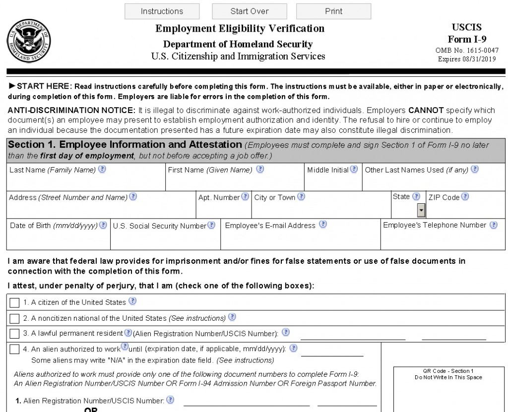 USCIS I 9 Form 2025 Printable I9 Form 2025