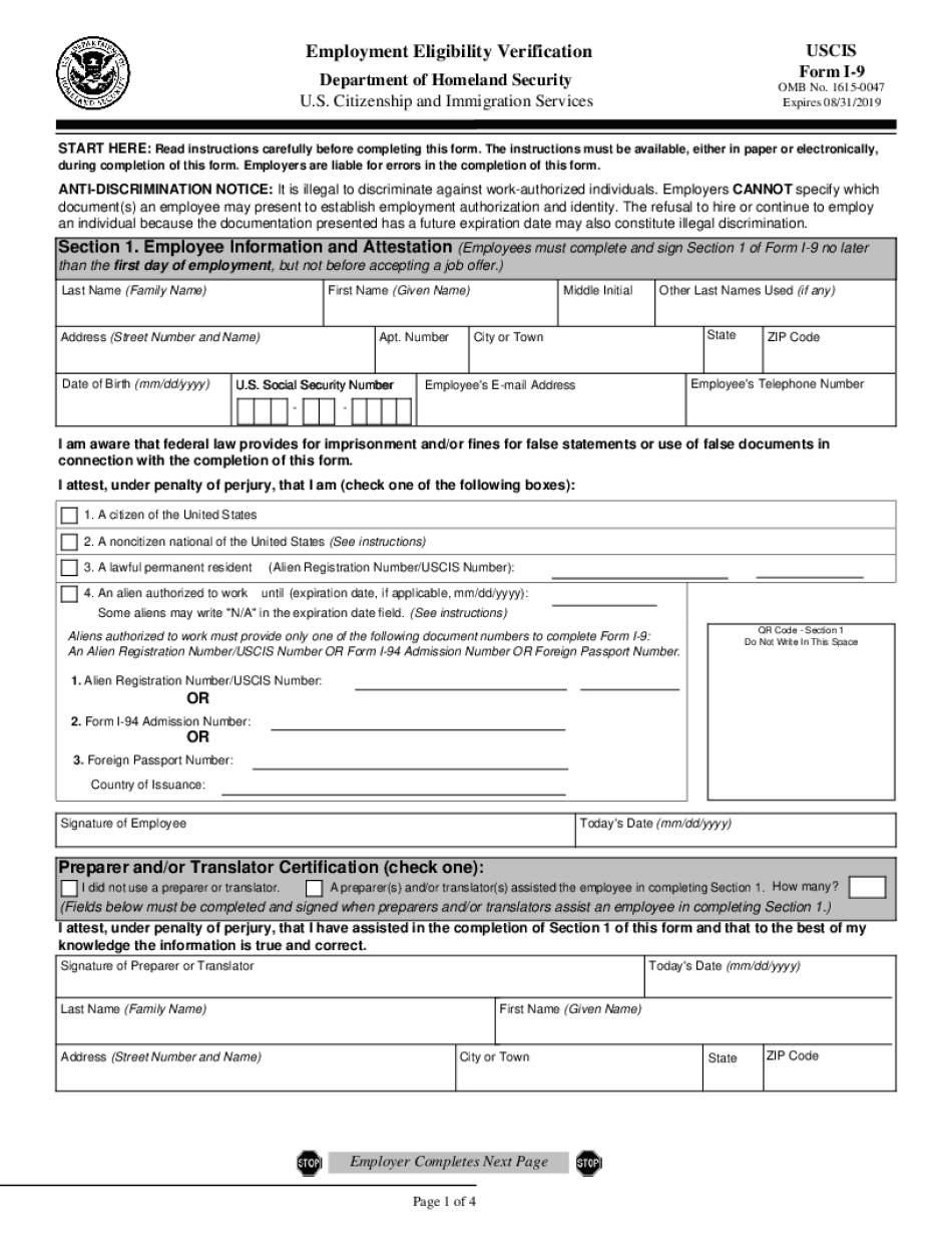 I 9 Free Printable Form I9 Form 2024