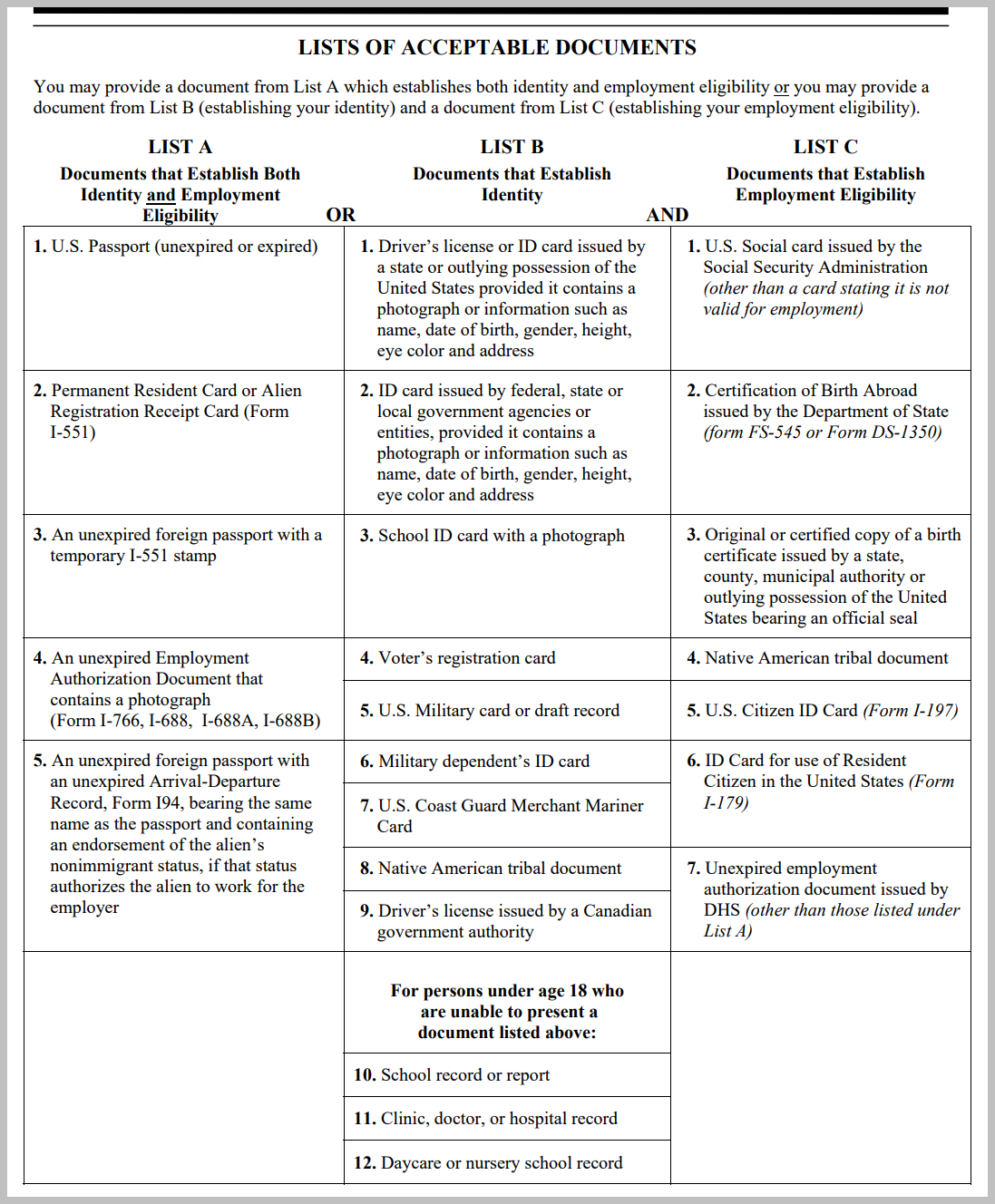 I-9 Requirements
