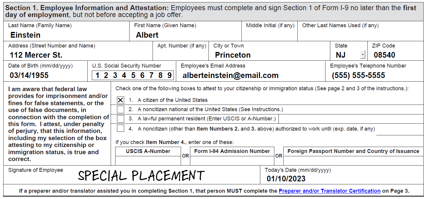 4.3 Employees With Disabilities (Special Placement) | Uscis inside USCIS I9 Form Requirements
