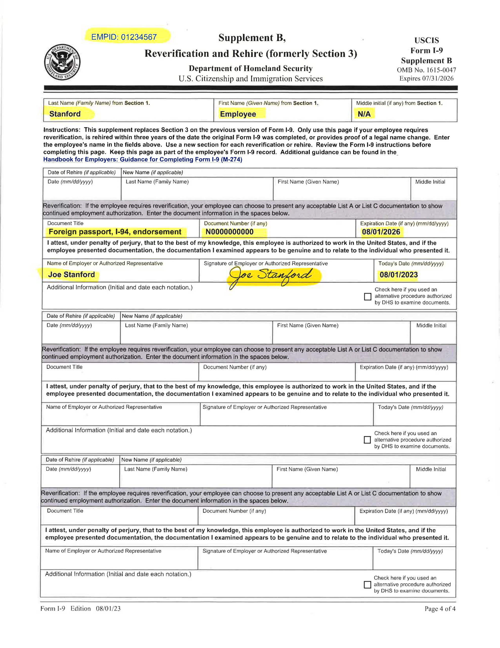 Examples Of Updated Form I-9 pertaining to 2024 I-9 Form