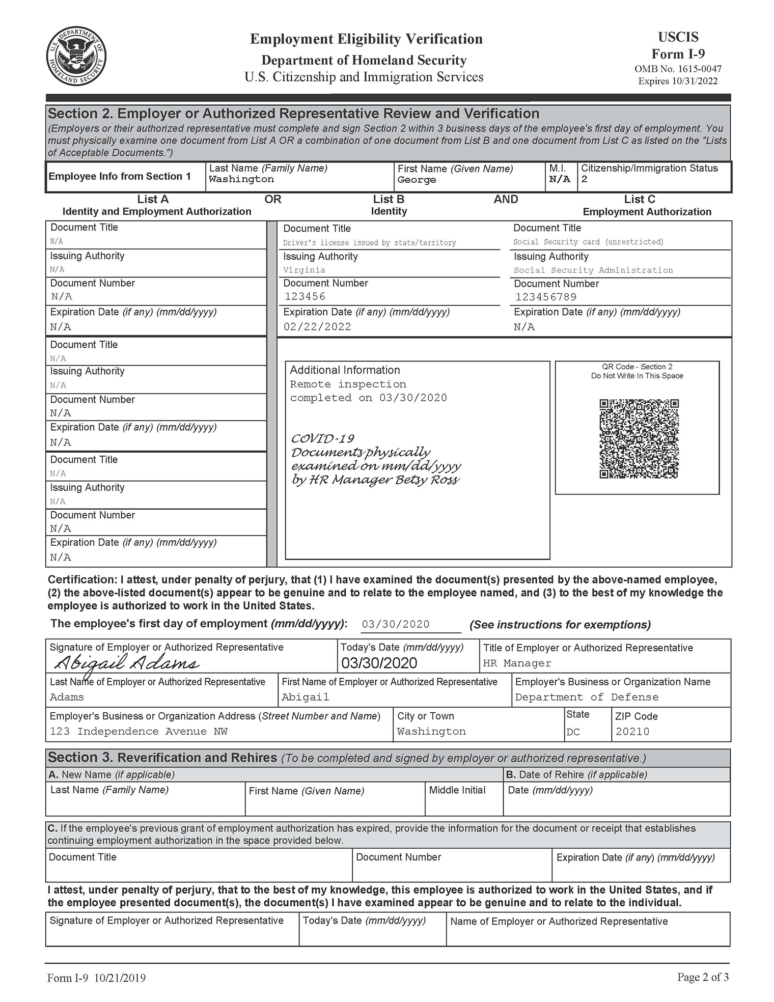 Form I-9 Examples Related To Temporary Covid-19 Policies | Uscis regarding I-9 Form Requirements