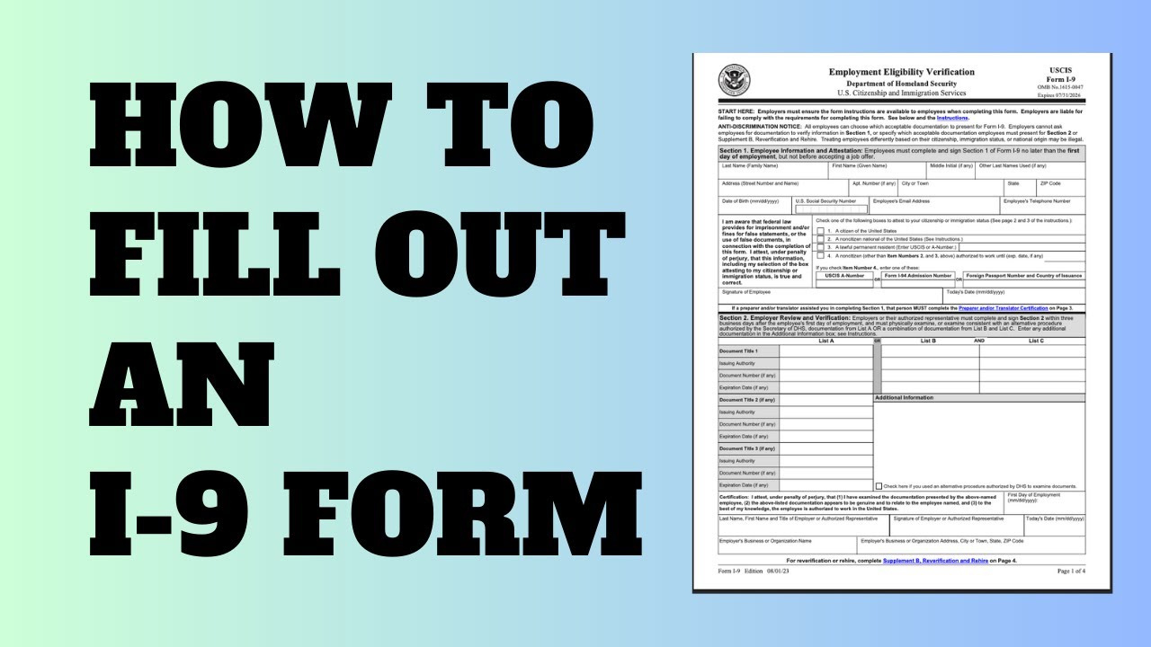How To Fill Out An I-9 Form (+ Video Guide) with regard to I-9 Fillable Form