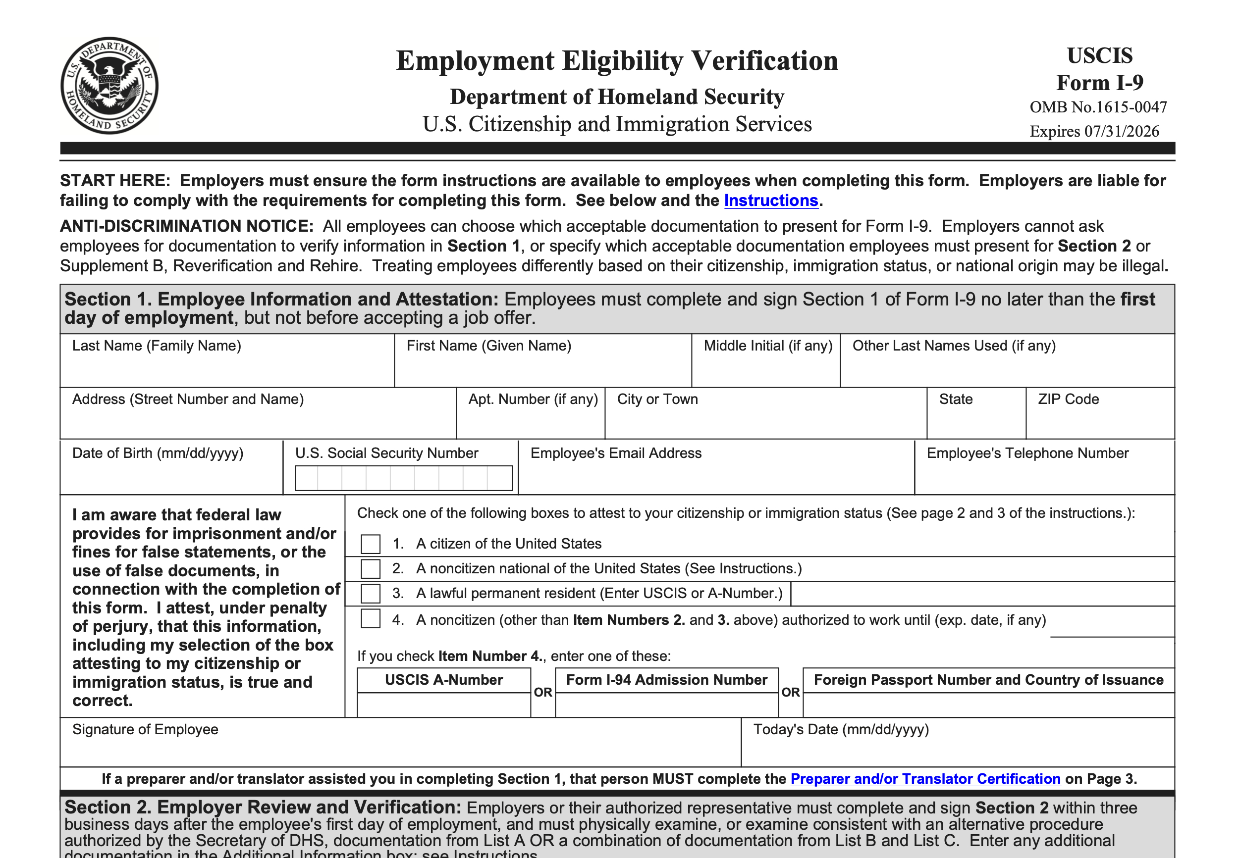 How To Fill Out I-9 Form within I-9 Fillable Form