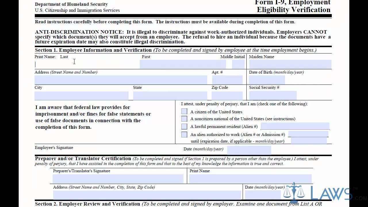 Learn How To Fill The I-9 Form intended for IRS I-9 Form