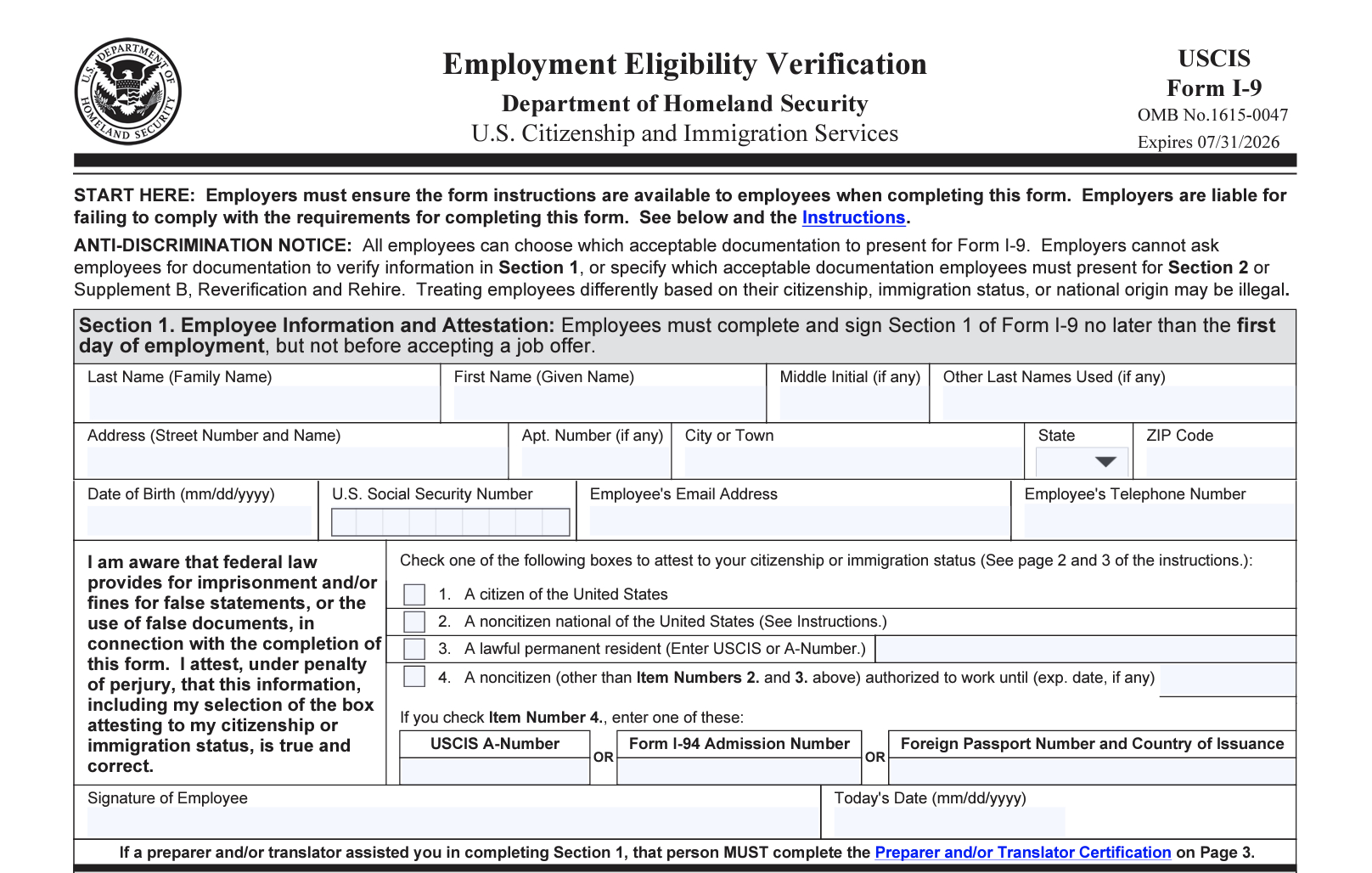 New Form I-9 Is Finally Here | Mra for I-9 Fillable Form