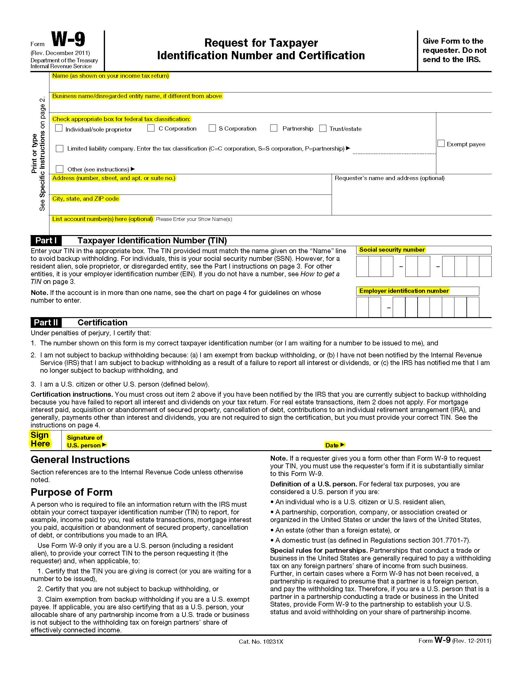 The W-9 Requirement – Libsyn with IRS I9 Form